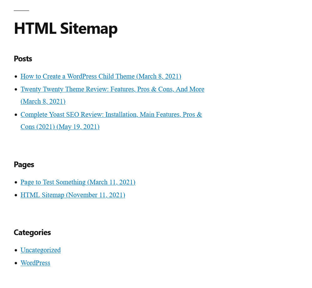 all in one seo html sitemap example