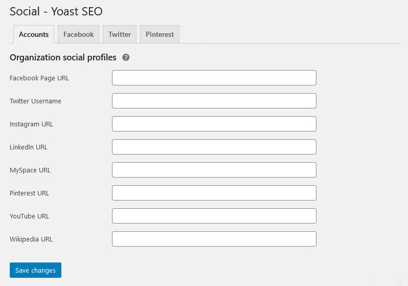 enter social profiles that belong to site