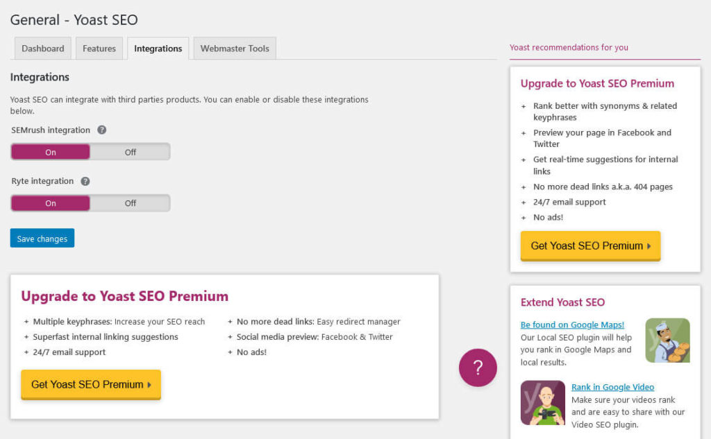 example for upsells and advertisement in yoast seo