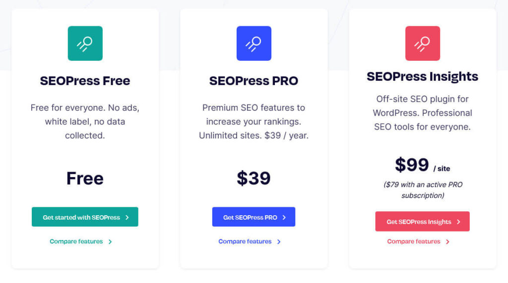 seopress pricing table