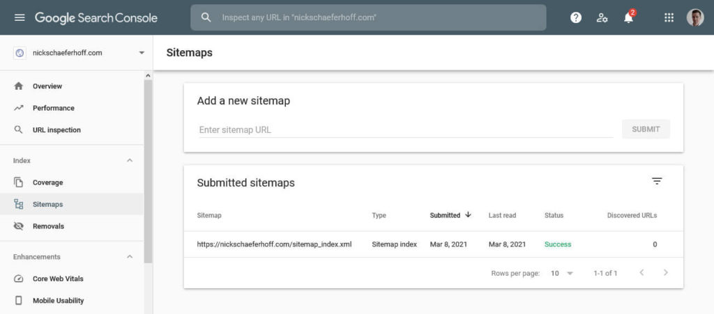 submit sitemap in google search console