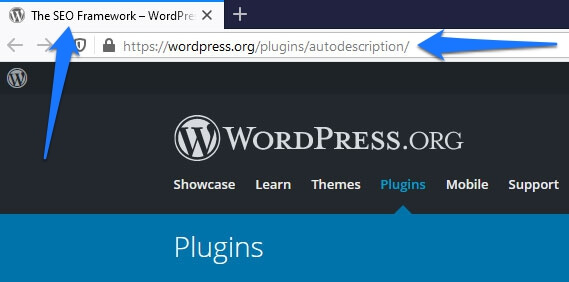 the seo framework url in wordpress plugin directory