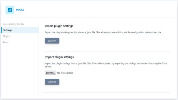 seo tools settings import export