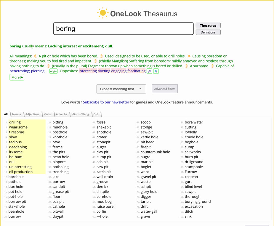 onelook thesaurus