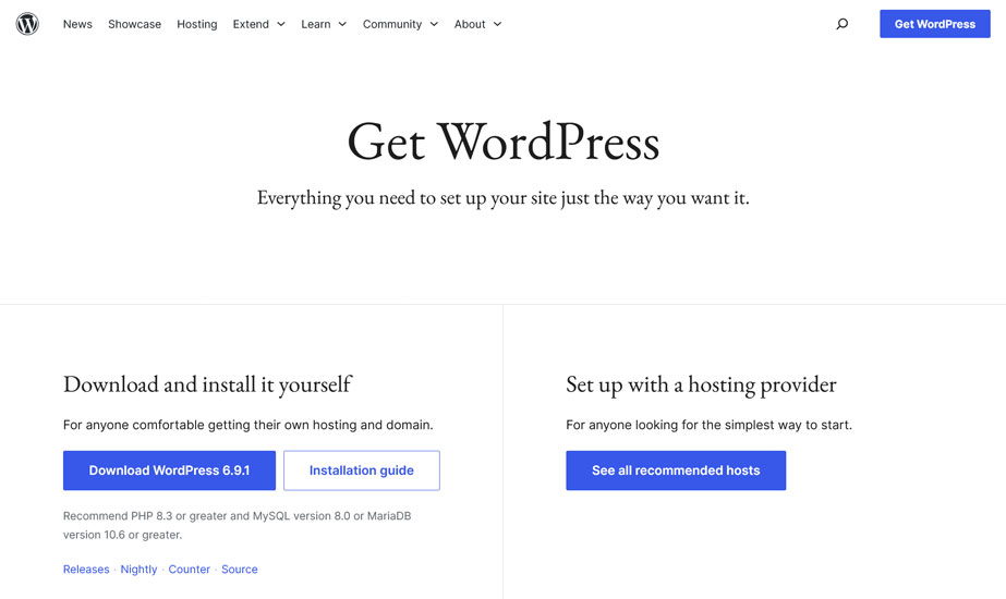 download the wordpress cms for free