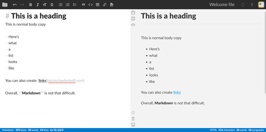 markdown editor example