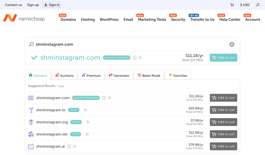 namecheap domain registrar example