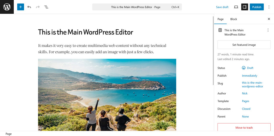 wordpress content editor example