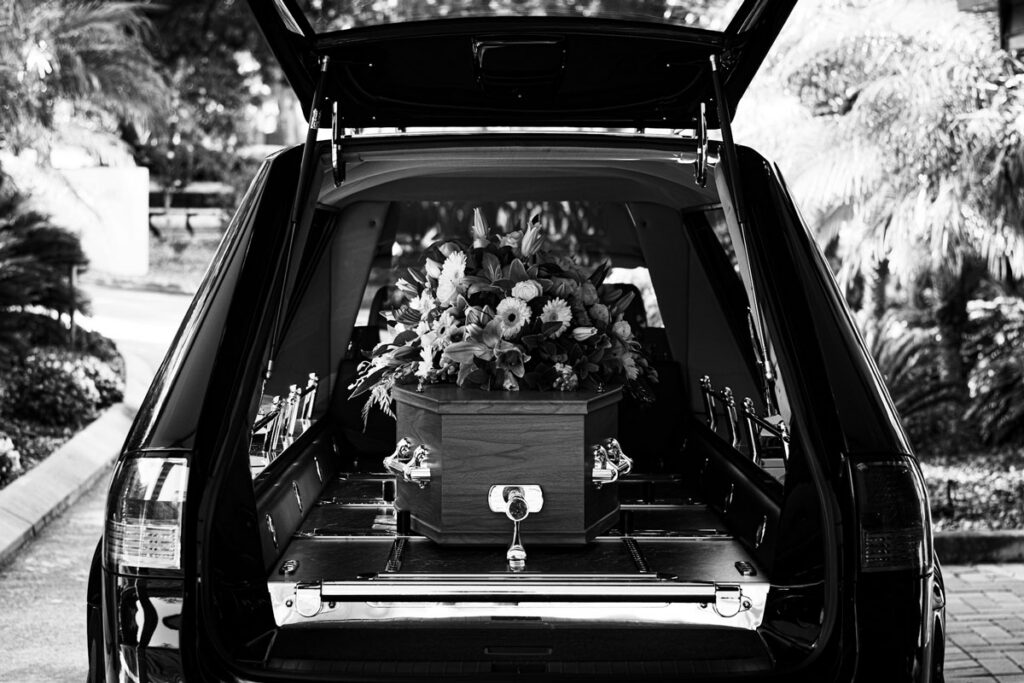 casket at a funeral